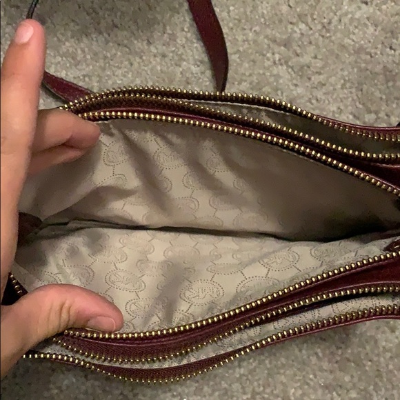 3 zipper maroon Michael Kors purse - Picture 5 of 6